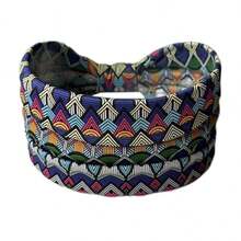 1条波西米亚印花发带，吸湿排汗运动瑜伽发带，女士沙滩配饰夏季穿搭 - 彩色 - 查看 4