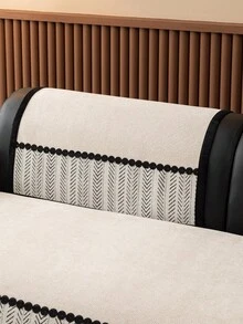1 chiếc đệm sofa vải nhung mềm mại, họa tiết xương cá tối giản, dùng cho sofa 1/2/3/4 chỗ ngồi, bao bọc tay vịn và tựa lưng, chống trượt, phù hợp cho mọi mùa. - Màu be - Xem 7