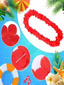 1/5/10pcs Hawaiian Flower Leis Necklace, Tropical Hawaiian Silk Flower Wreath For Party, Birthday, Summer Beach, Wedding, Christmas Gift - View 6