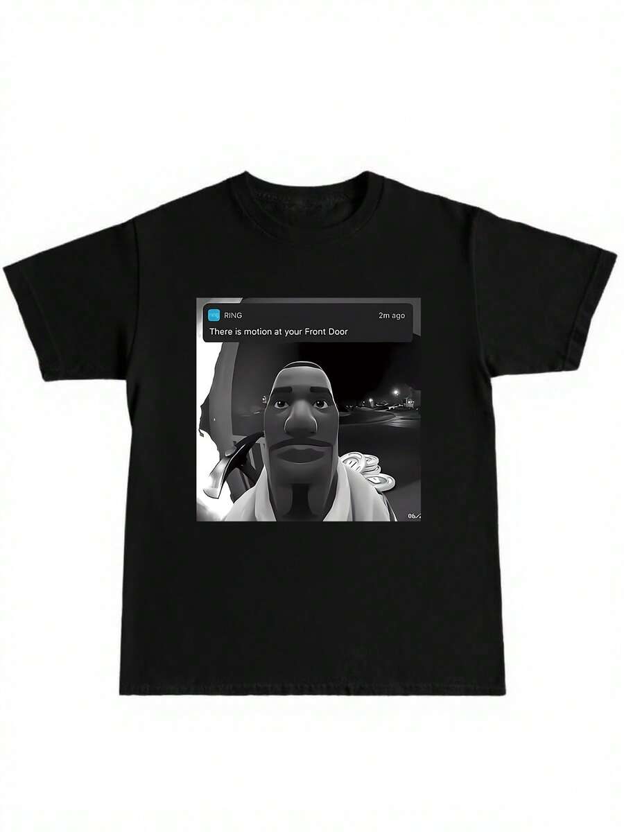 休闲趣味T恤 | 日常穿着 | 爱好爱好者 | 门铃窃贼幽默印花 | 柔软透气面料 | 男女通用黑色 - 黑色 - 查看 1