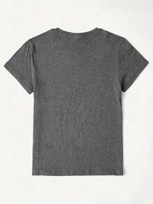 Nueva Colección Verano 2026, Camiseta con Estampado de Letras Creativas Croatas, Casual para Mujer, Vacaciones, Manga Corta, Cuello Redondo, Primavera/Verano, Lavable a Máquina, Ropa Nueva para Mujer, Versátil para Salir, Estilo Deportivo. XOA2 - Gris Oscuro - Ver 2