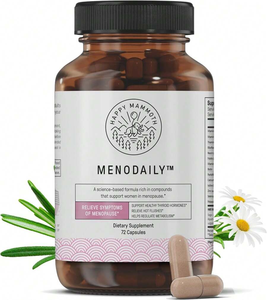 Happy Mammoth Meno Daily Menopause Vitamins & Supplements For Women, Boost Metabolism, Healthy Skin, Hair And Nails, Hot Flash, Mood Support, 72 Capsules - 1 - Xem 1