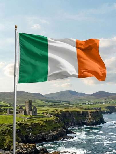 1 lá cờ quốc gia Ireland kích thước 90x150CM / 3x5 Feet, biểu ngữ cờ Ireland cỡ lớn - Thiết kế hai mặt, thích hợp trang trí tiệc Ai Cập, tiệc bóng đá World Cup, quán bar, sân vườn, trang trí trong nhà và ngoài trời, lễ kỷ niệm.
