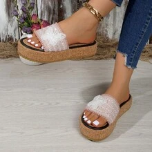 2026 New Round Toe Platform Sandals, Summer Bestseller Round Toe Platform Sandals With Bow, Round Toe Strap Sandals, Round Toe Platform Sandals, Round Toe Sandals, Non-Slip Platform Sandals - Beige - View 8