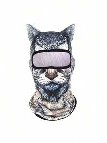 1pc/2pcs Unisex 3D Animal Pattern Face Shield Balaclava Outdoor Funny Water Sports Hat UV Protection Animal Head Cover (Cat, Dog), Suitable For Daily Use, Travel, Hiking, Skiing - Mèo đen - Xem 5