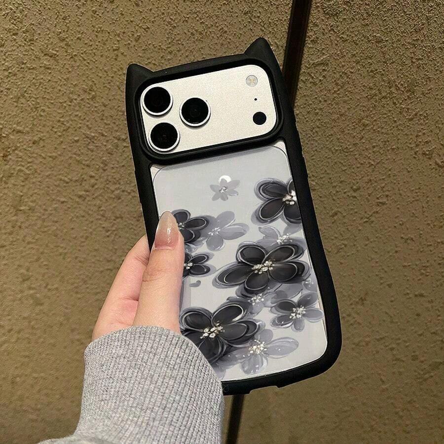 苹果スマホケースiPhone5猫耳14Plus	耐衝撃13	クリア16かわいいiphone15Pro機種対応16Pro13Pro14iphone15 - 黑色 - チェックする 1