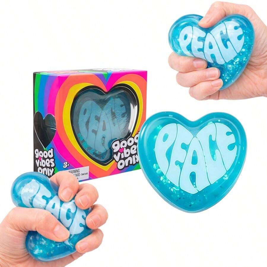 NEE DOH Love Pinch Music, Love Shape Daily Decompression And Decompression, Soft Feel And Slow Rebound, Fun Portable Toy - 藍色 - 查看 1