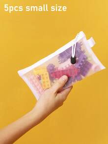 1/5PCS Bolsas de almacenamiento de malla para rompecabezas, organizador con cremallera transparente para bloques de construcción, rompecabezas, juguetes & tarjetas de aprendizaje, almacenamiento de guardería - Multicolor - Ver 8