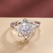1pc Fashion Heart Lace Design Cubic Zirconia Women's Ring, Holiday Gift - Multicolor - View 6