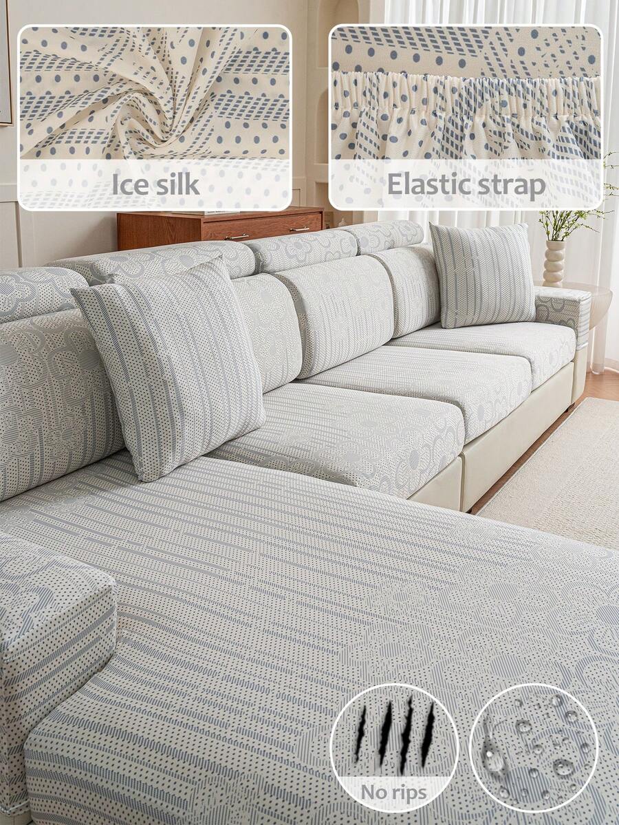 1pc Universal Elastic Jacquard Anti-Slip Sofa Cover, Minimalist Modern Sofa Slipcover, Suitable For L-Shaped And Living Room Sofa, Fits 1, 2, 3, 4 Seater Sofa Protector