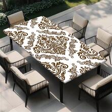 Vintage Baroque Patterned Waterproof Tablecloth, Oil And Stain Resistant Rectangular Dining Table Cover, Suitable For Outdoor Camping, Picnic, Patio, Home, Restaurant, Kitchen, Party Decoration - B - View 7