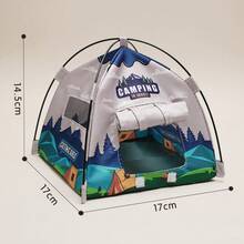 1 chiếc lều cắm trại bập bênh 12 inch, nhà búp bê, lều mini tổ vẹt mùa hè, làm mát cho thú cưng, quà tặng thu nhỏ nhà búp bê bằng bông 10cm - lều - Xem 3