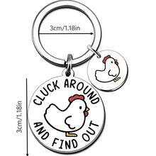 Funny Chicken Keychain, "Cluck Around And Find Out" Stainless Steel Keyring, Cute Cartoon Animal Pendant, Chicken Lover Creative Gift, Unisex Bag/Car Key Accessory - Multicolor - View 5