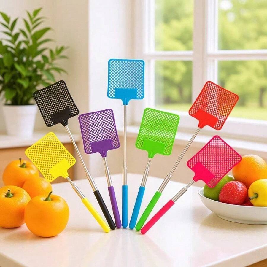 1pc Creative Stainless Steel Retractable Fly Swatter, Plastic Manual Fly Swatter For Home Use, Easily Swat Mosquitoes - 1pc - View 1
