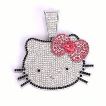 SANRIO 1件卡通闪亮镶钻嘻哈酷炫立体吊坠项链首饰，可爱猫咪时尚链项链礼物 - 彩色 - 查看 7