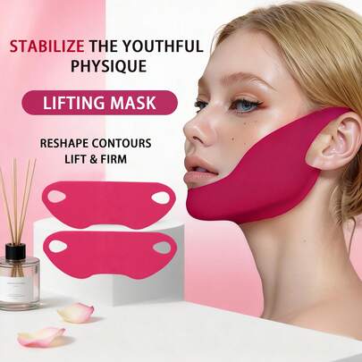 3pcs/Set V-Shaped Lifting Gel Mask, Chin Lifting Patch, Moisturizing Gel Ear Hook Mask, Double V-Shaped Ear Hook V-Line Mask, V-Shaped Lifting Mask, Face Lifting Strap, Chin Training Strap, Face & Chin Lifting Tape, Suitable For All Skin Types Skin Tightening & Lifting Accessories, Double Chin Reducer & Face Lifting Strap, Women Specific, Portable Beauty Tool, Face Lifting Strap, Double Chin Training Strap, Convenient And Practical