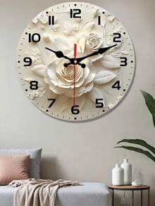 [Detailed Craftsmanship] Elegant Silent Wall Clock With White Rose & Butterfly Design - Wood Veneer, Round & Flat - Ideal For Living Room, Bedroom, Kitchen - Perfect For Outdoor Parties & Holiday Gifts - AA Battery Operated (Battery Not Included) - A - View 11