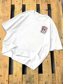 Camiseta de Manga Corta para Hombre con Estampado de Cartas de Póker, Camiseta Casual para Juegos de Azar, Camiseta con Diseño de As de Espadas - Blanco 3 - Ver 2