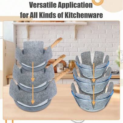 6/9pcs Thick Anti-Scratch Pot Protector Pads, Wear-Resistant Non-Slip Design, Washable & Reusable, 3 Different Sizes, Pot Separator Pads, Suitable For All Cookware, Protect Kitchenware Surface, Durable, Fit For Induction Cooktop, Gas Stove, Electric Ceramic Stove, Daily Kitchen Use