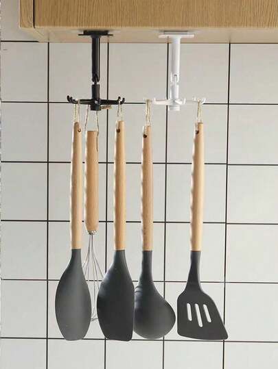 1/2 chiếc móc xoay 360° có thể gập lại, giá đựng đồ nhà bếp, móc dán tủ, móc treo đa năng không cần khoan, móc gấp xoay 360° chống thấm nước với 6 càng - Dễ lắp đặt, thích hợp cho nhà ở, phòng tắm, nhà bếp và văn phòng, dùng để treo hoặc gắn tường, phụ kiện nhà bếp và phòng tắm.