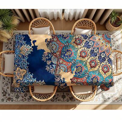 1 chiếc khăn trải bàn in họa tiết phong cách Bohemian cổ điển, lý tưởng để trang trí nhà bếp trong các dịp lễ hội và họp mặt gia đình, phù hợp cho phòng ăn, dã ngoại, tiệc buffet, tiệc tùng, lễ kỷ niệm và đám cưới, là món quà lý tưởng.