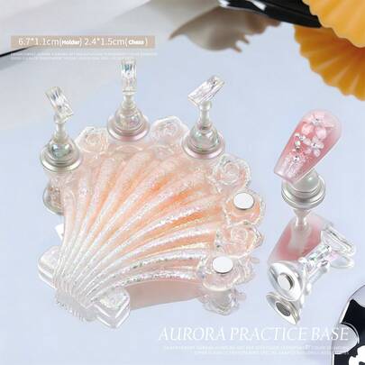 Giá đỡ thực hành làm móng trong suốt Shell Series Aurora Laser dành cho móng giả dài, có đế.