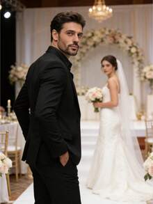 Men's 2-Piece Suit Set: Classic Blazer + Trousers. Suitable For All Seasons, Ideal For Weddings, Parties, Formal Events, Business Meetings, And Special Occasions. - 黑色 - 查看 3