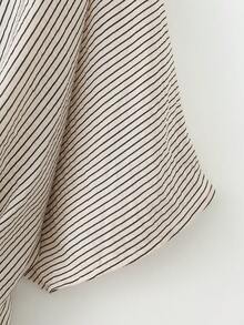 Camisa de manga corta con cuello a rayas y detalle de corbata, verano - Multicolor - Ver 6