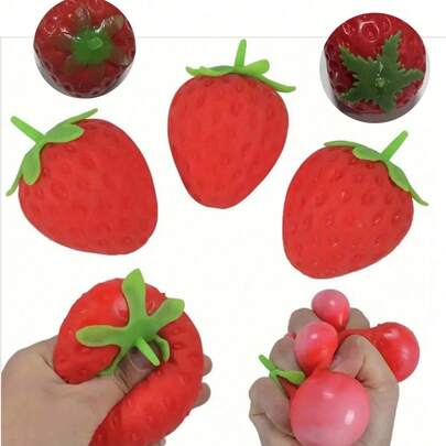 Đồ chơi bóp hình quả dâu tây cỡ lớn, chân thực, bóng giảm căng thẳng, dụng cụ giảm lo âu sáng tạo.