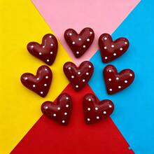 5pcs/10pcs/15pcs Polka Dot Heart-Shaped Resin Fridge Magnets, Burgundy Heart Fridge Magnets, Cute Office Magnets, Kitchen, Storage Cabinet And Dishwasher Magnets, Thanksgiving And Christmas Gifts, Holiday And Party Decor - Claret - View 5