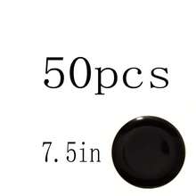 Bộ 50 đĩa viền đen, đĩa tráng miệng thanh lịch, đĩa mì Ý, đĩa pizza, đĩa bánh ngọt, đĩa salad, kích thước 7.5 inch/10.25 inch, có thể tái sử dụng và dễ vệ sinh, thích hợp cho các buổi tiệc ngoài trời, sinh nhật, đám cưới và các dịp lễ hội. - màu đen - Xem 16
