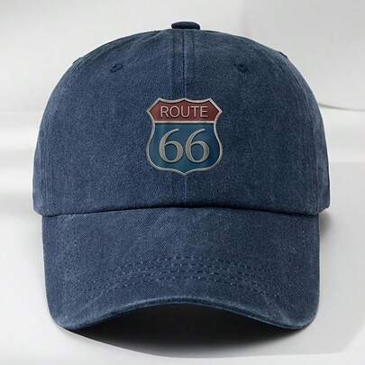 1 chiếc mũ lưỡi trai in họa tiết ROUTE, thích hợp cho thể thao ngoài trời, hoạt động giải trí, thấm hút mồ hôi, kiểu dáng cổ điển, đã qua xử lý.