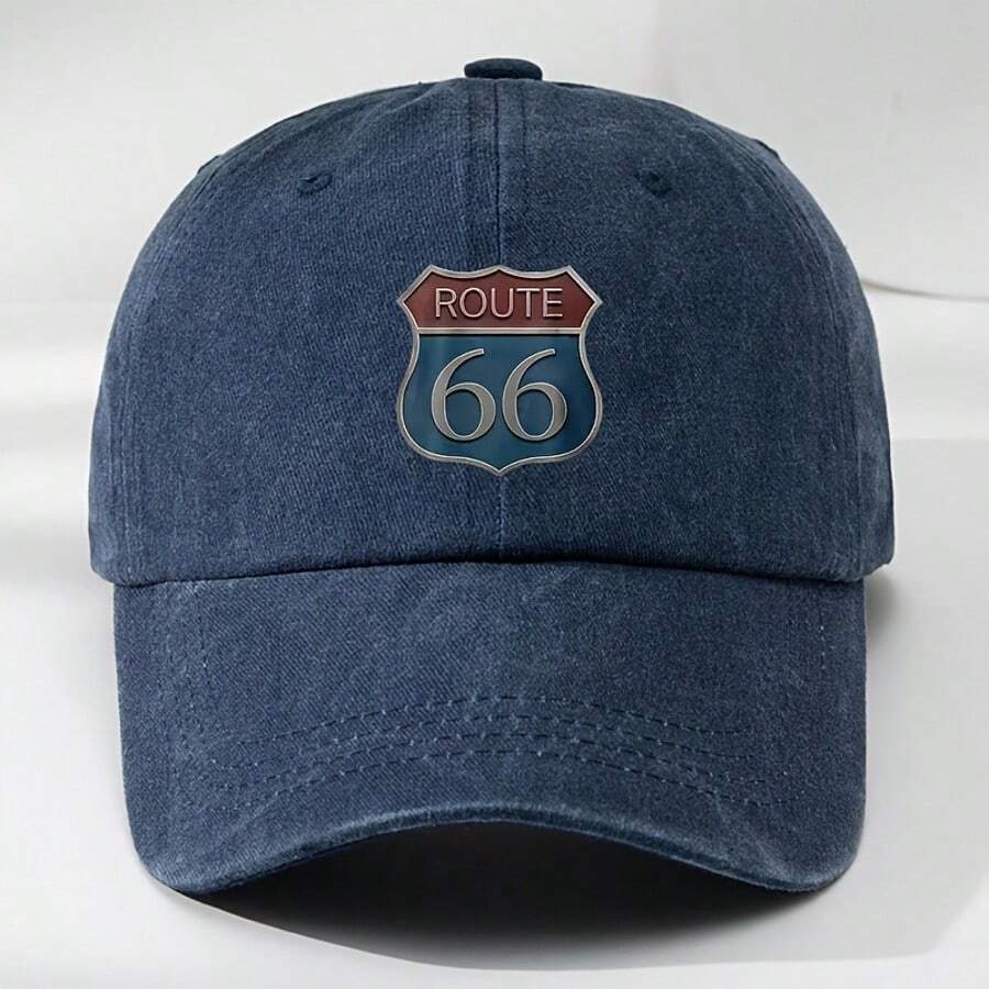 1 pieza Gorra de béisbol con estampado ROUTE, para deportes al aire libre y ocio, con absorción de humedad, gorra clásica lavada vintage, para verano, playa, vacaciones - A - Ver 1