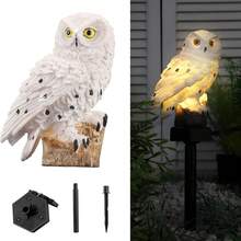 Lampu Taman Bertenaga Surya Bentuk Burung Hantu, Lampu Jalan LED Tahan Air, Lampu Hias Hewan dari Resin untuk Halaman, Teras, dan Dekorasi Luar Ruangan - Putih Hangat - View 2