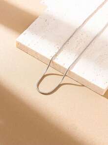 1pc 18K Gold Plated Stainless Steel Snake Chain Necklace, Minimalist Gold Tone Necklace, Round Snake Chain Necklace, Gift For Women - 金色 40+5厘米 - 查看 2