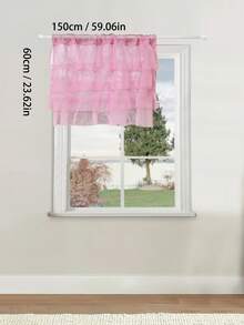 1pc Solid Color Romantic Multi-Layer Sheer Curtain, Suitable For Living Room, Bedroom, Doors & Windows - Top Rod Pocket Design - Sheer Curtain Panel - Home Decor - Fabric Divider - Room Decorative Curtain - Four-tiered Cake Skirt - View 16
