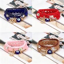 Set de 4 piezas de pulsera estilo bohemio con colgante de ojo de demonio de ancla, multicapa, con perlas de porcelana y cuentas de vidrio, pulsera elástica, nuevo juego de joyas, regalo casual - Bohemia - Ver 1