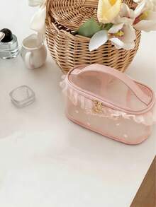Túi đựng mỹ phẩm lưới xếp ly chất lượng cao, dễ thương, túi đựng đồ trang điểm tiện dụng theo mùa dành cho học sinh. - Nhiều màu - Xem 12