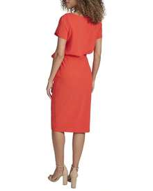 Kensie Crepe Scuba Midi Dress - Orange - View 3