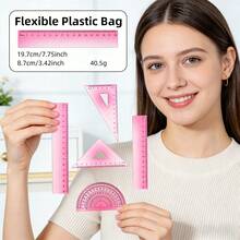 Conjunto de réguas degradê de 15 cm, 4 peças, diversas opções de cores, marcações nítidas, cores modernas, ferramenta de medição para estudantes. - Conjunto de réguas de 15 cm - Ver 8