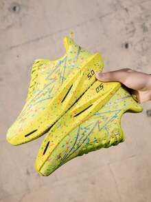 Sepatu Lari Luminous Star Racing, Pelat Karbon Sepanjang Kaki, Bantalan Rebound Tinggi, Berkedip dalam Gelap, Sepatu Latihan Profesional Anti Selip untuk Lari Malam Hari - Kuning - View 1
