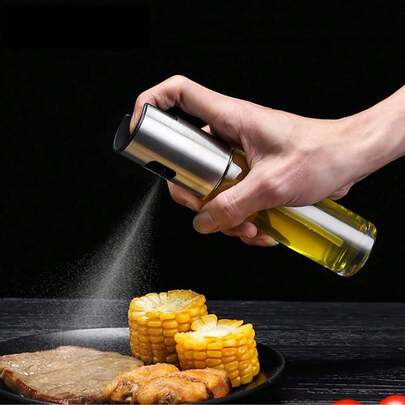 1 chai xịt thủy tinh bằng thép không gỉ 304, dung tích 100ml/7*1.6in, chống rò rỉ, có thể nạp lại, phun sương mịn, kiểu dáng nhà bếp tối giản hiện đại, hình trụ trong suốt màu bạc, kèm phễu, thích hợp cho nấu ăn, nướng bánh, nồi chiên không dầu, nướng thịt, làm salad.