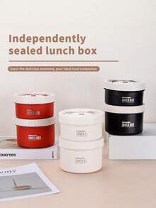 Multi-Style Cat Ear Bento Box, Thermal Lunch Box, Multi-Layer Lunch Box, Microwave-, Suitable For Students And Office Workers, Round Portable Meal Box, Thermal Lunch Box, Portable Compartment Lunch Box, Microwave-, Suitable For Office Workers And Students - Beige - View 7