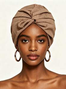 Bộ 1 mũ xếp ly họa tiết trơn màu dành cho nữ - Lấy cảm hứng từ phong cách Boho, mũ turban họa tiết màu đỏ tía dành cho nữ, mũ thắt nút sẵn, mũ turban xếp ly co giãn dành cho người đang hóa trị, người bị rụng tóc, khăn trùm đầu kiểu châu Phi, mũ thời trang để đội hàng ngày và dự tiệc, mùa hè, đi biển, nghỉ lễ, du lịch. - Nhiều màu - Xem 10