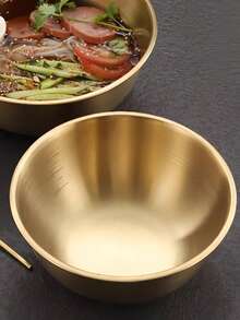 3pcs Stainless Steel Mixing Bowls Set, Suitable For Kneading Dough, Salad, Cooking, Kitchen Utensils - Gold - View 5