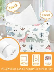 1/2/3PCS Cute Dinosaur Fitted Sheet Set, 1 Fitted Sheet And 1/2 Pillowcases, Cartoon Dino Prehistoric Plant Bedding Set For Kids Boys Girls Bedroom, 100% Polyester, Soft Breathable Non-Slip, Machine Washable, Note: The Cartoon Pattern Position Is Not Fixed - Multicolor - View 7