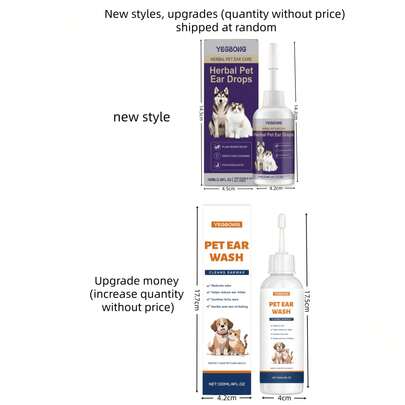 Herbal Pet Ear Drops - Cleans Ear Canal, Healthy Decontamination And Moisturizing Ear Cleaning Drops. Gentle Care For Pet Ear Hygiene. Portable Ear Cleaning Tool For Cats And Dogs. New Version, Upgraded (More Volume, Same Price), Random Delivery.