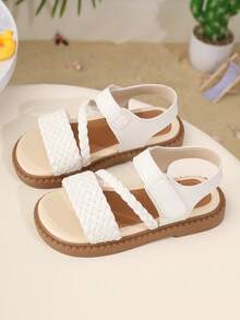New Princess Style Children's Sandals, Girls' Flat Thick Bottom Open Toe Comfortable Casual Sandals, Suitable For Toddlers And Big Kids - White - View 6