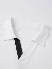 Men's T-Shirt Polo Shirt, Casual Vacation Soft Outdoor Vacation Minimalist Polo Shirt - Black and White - View 4