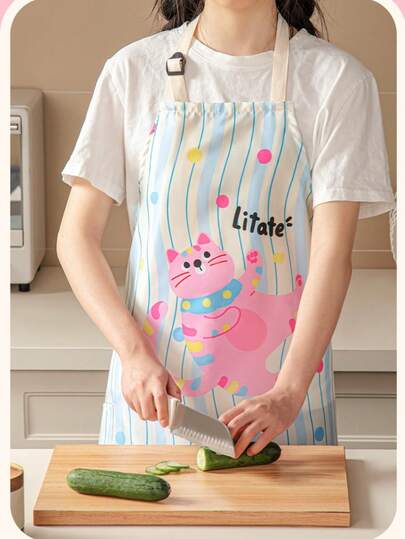 1/2 قطعة من المريلة المطبخية المضادة للماء والزيت بتصميم كرتوني لهرمون الدوبامين، مريلة طبخ منزلية أنيقة، متوفرة بالجملة